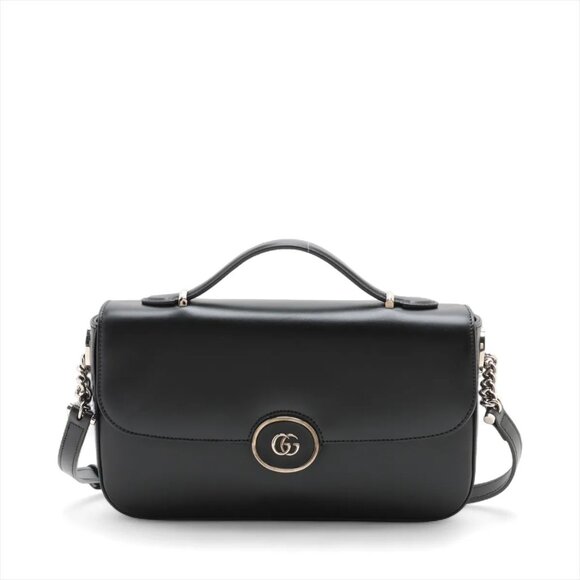 Gucci Handbags - Gucci Petit GG Leather 2 Way Shoulder Bag Black 739721